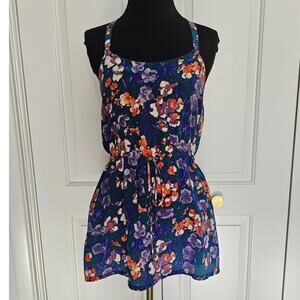 EUC Tucker Women's 100% Silk Floral Summer Lightweight Mini Dress w/Pockets P S